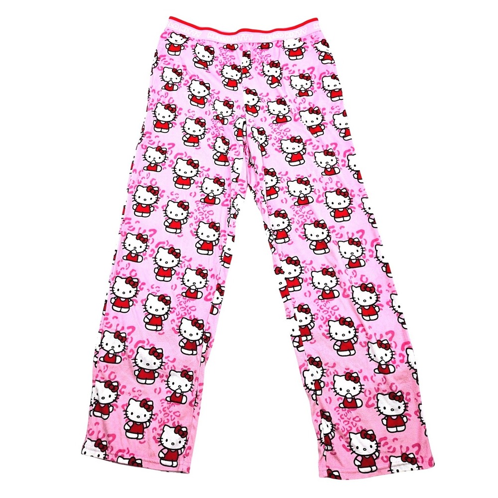 Hello Kitty Sanrio Pink Leopard Fleece Pajama Pants Womens Medium LZ45107BH